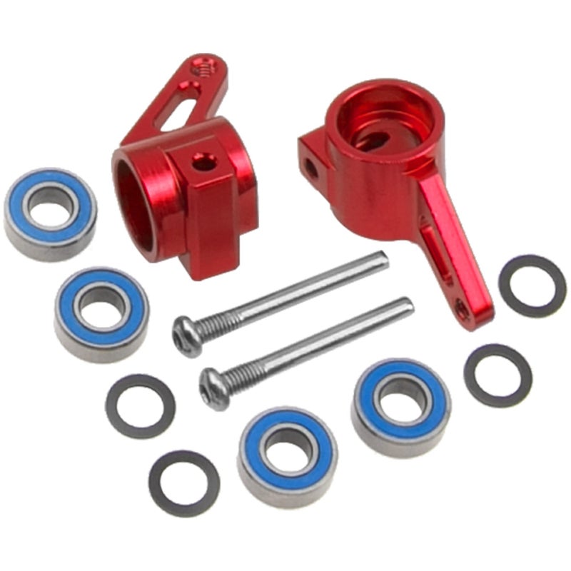 Vgoohobby Aluminum Front Steering Knuckles Carrier Blocks Steering Cup Compatible with 1/10 Traxxas Slash 2WD Rustler Stampede Bandit RC Car,Replace of 3736 (Red) - Image 3
